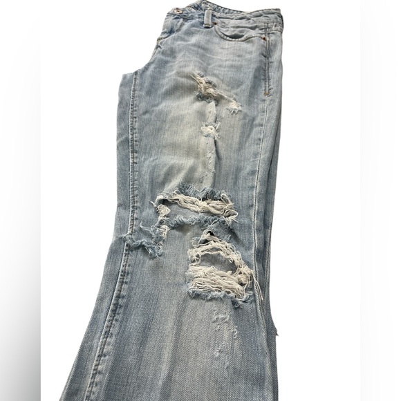 Vintage American Eagle Gently Loved Light Wash Distressed Bootcut Jeans Size 4R - Picture 14 of 15